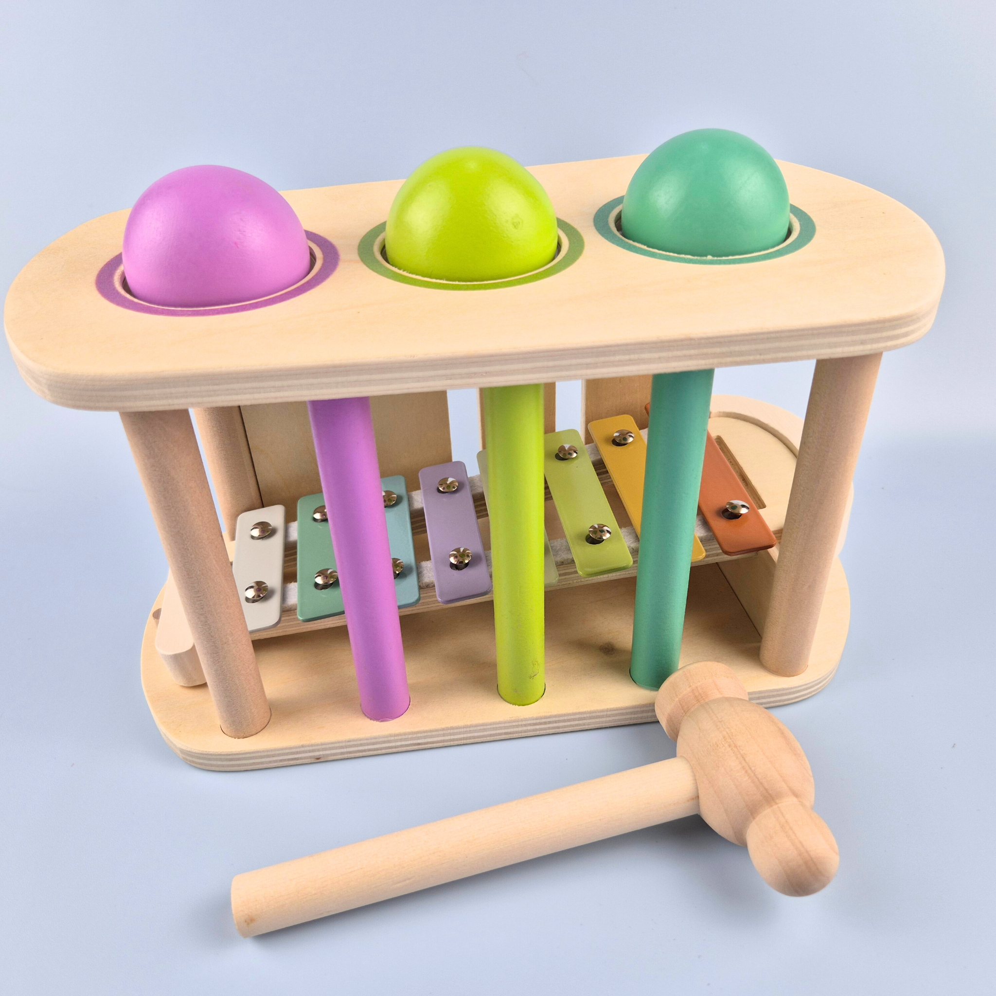 Wooden xylophone 2 in 1 hammer set